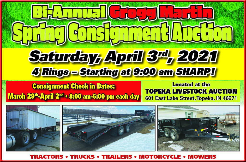 2021 Bi-Annual Spring Equipment Consignment Sale at the Topeka Auction Barn
