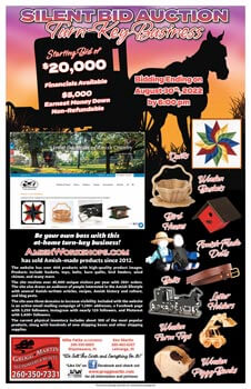 Grogg-Martin flyer for AmishWorkshops.com Silent Bid Business Auction