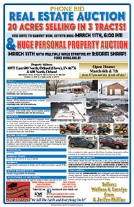 20 Acres Selling In 3 Tracts by Phone bid and Personal Property Auction