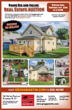Online & Phone Bid Real Estate Auction, Topeka, Indiana, Ends Oct. 22, 2026